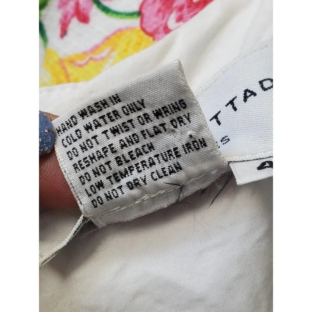 Adrienne Vittadini Women Cotton Round Neck Short Sleeve Knee Length Dress Size 4 - Image 8