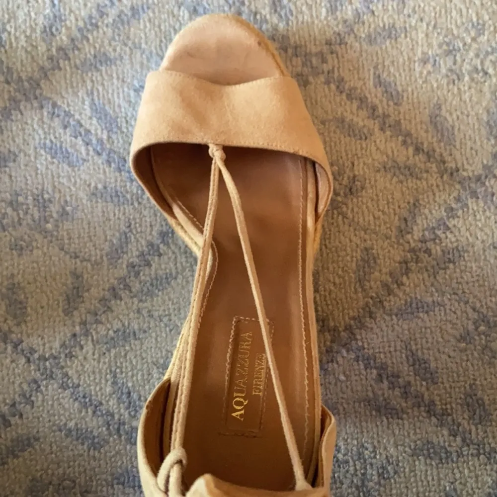 Aquazurra Firenze suede platform wedge 40.5 10 ankle tie sexy look oddly comfy - Image 6