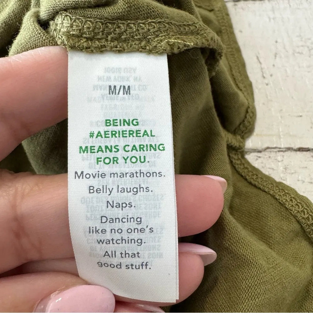 Aerie  Oversized Henley Tee NWT size Small Olive‎ Green Short Sleeves Snap Front - Image 8