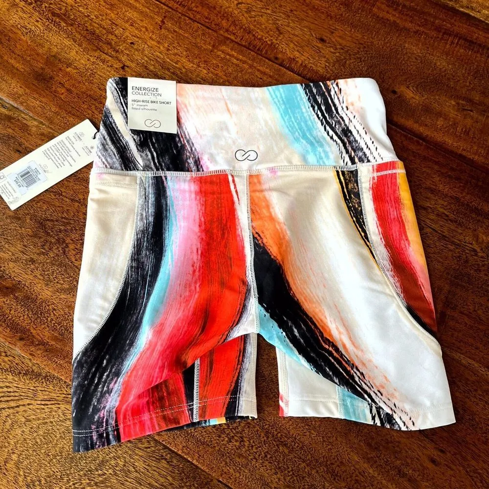 Calia Biker Shorts Women XS Multicolor Abstract Brushstroke Nylon High - Image 3