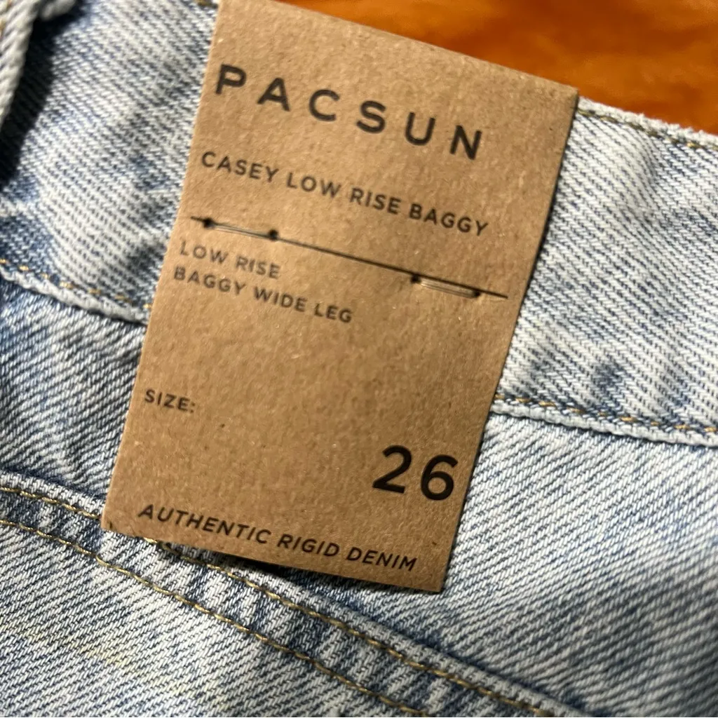 NWT PacSun Casey Ripped Knee Low Rise Baggy Wide Leg Jeans distressed size 26 - Image 5