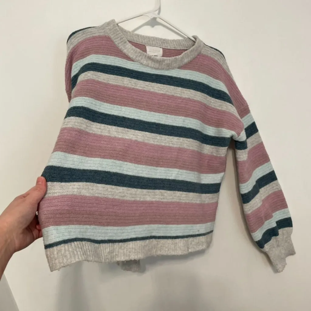 PINQUE STITCH FIX STITCHFIX Gray Mauve Pink Blue Striped Cropped Crop Sweater M Size M - Image 8