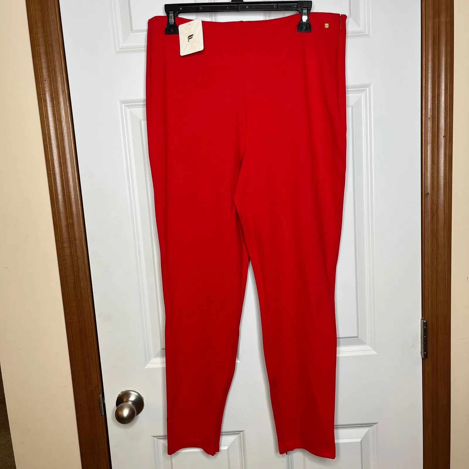 Fabletics NEW XL 24/7 Skinny Pant Red High Waisted Leggings Ankle Zip Pants - Image 2