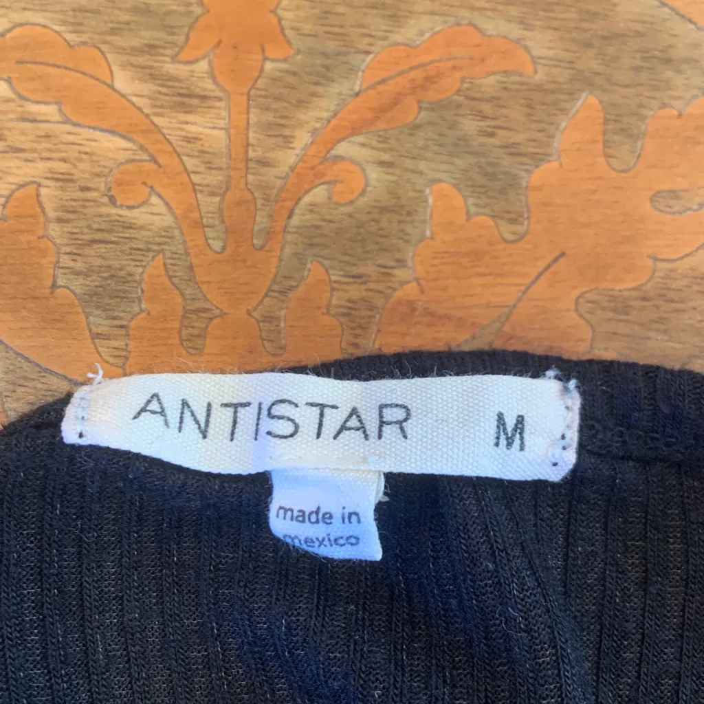 Antistar Black Ribbed Side Tie Women's Medium Spaghetti Strap Top - Image 5