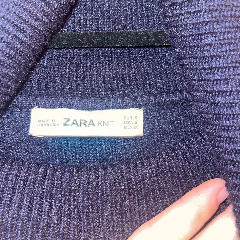 COPY - Zara Blue Turtleneck with Pearl buttons on sleeves small -one button is … - Image 3