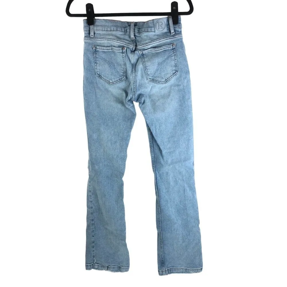 Revice Womens Bootcut Jeans Mid Rise Fading Whiskering Light Wash 26 - Image 2