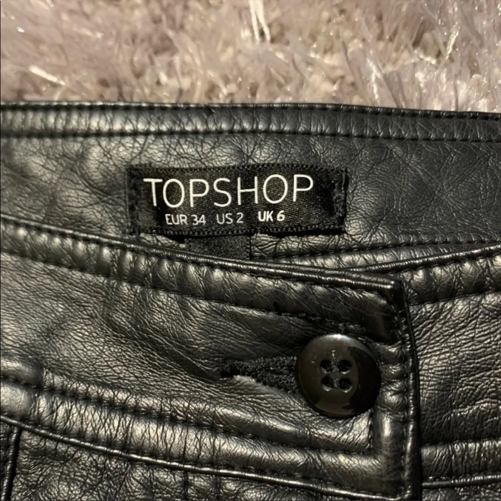 Topshop Tapered Faux Leather Joggers Black US 2 - Image 3