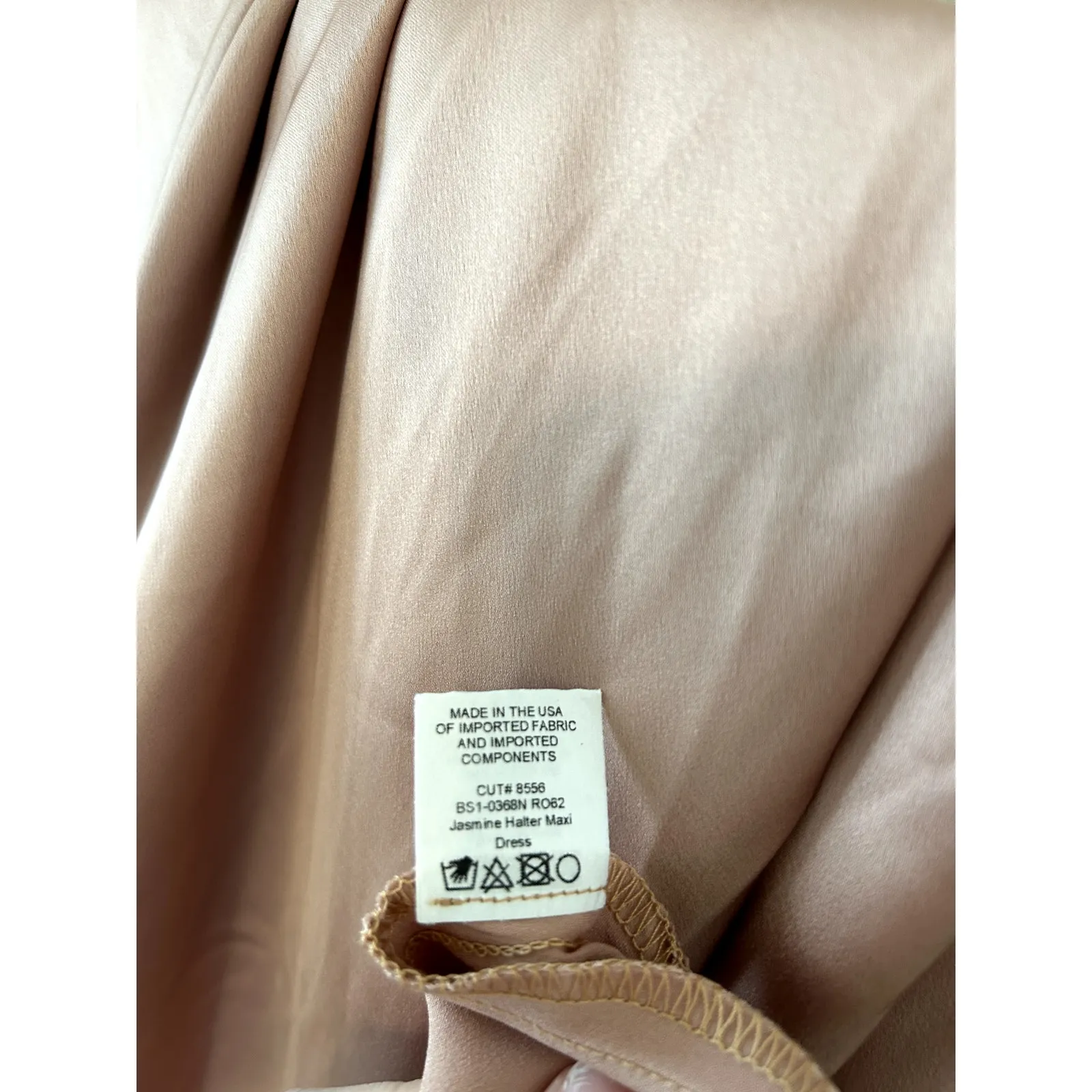 Show Me Your Mumu Jasmine Halter Maxi Dress Rose Gold Luxe Satin L - Image 8