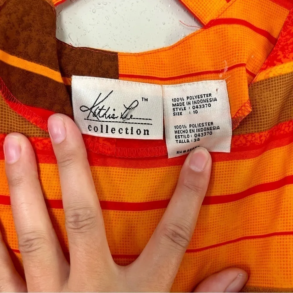 🦋 Kathy Lee Collection Vintage 90s Orange Striped Overalls Romper Size 8 / 10 - Image 3