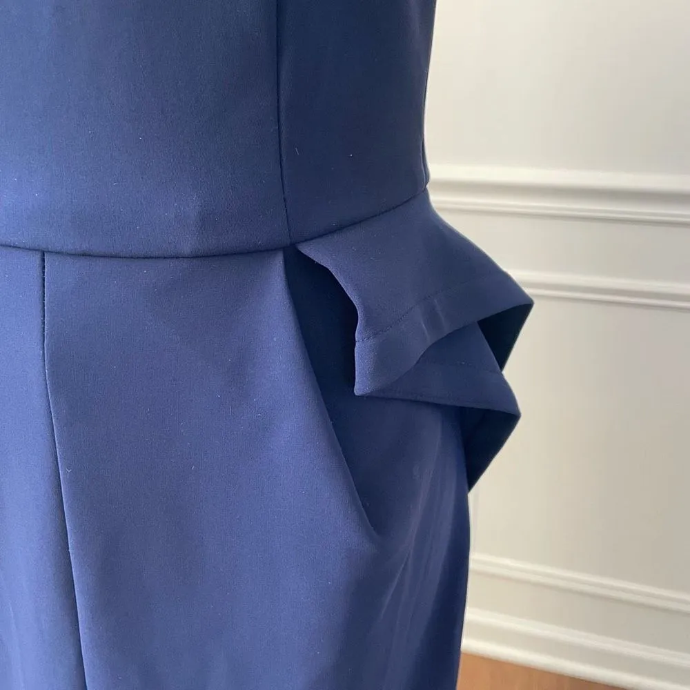 Greta Constantine Dark Blue Formal Gown Dress Off Shoulder Long Sleeve $1500 XS - Image 5