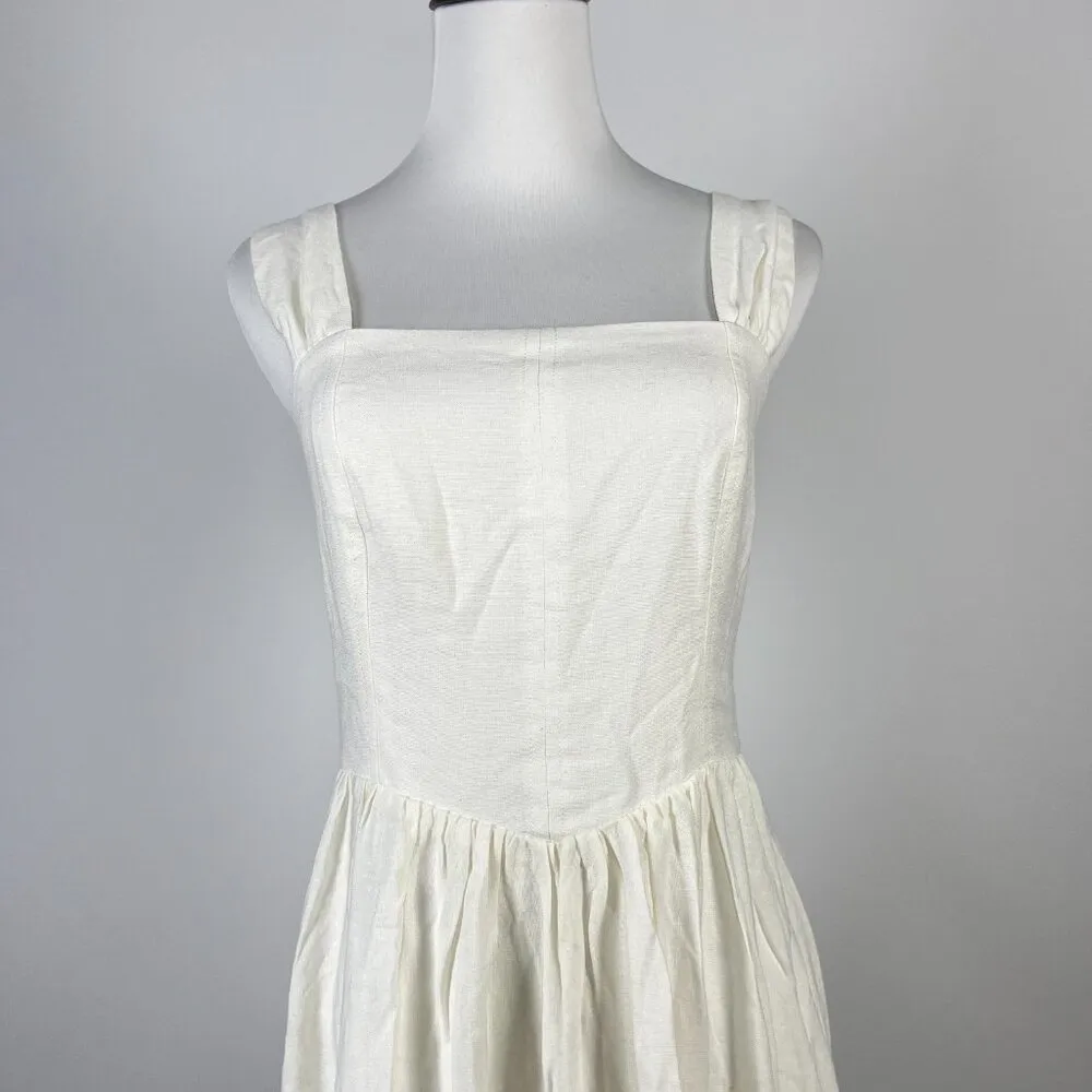 NWOT Farm Rio Stretch Linen Blend Cami Maxi Dress Size XS Classic Off White - Image 8