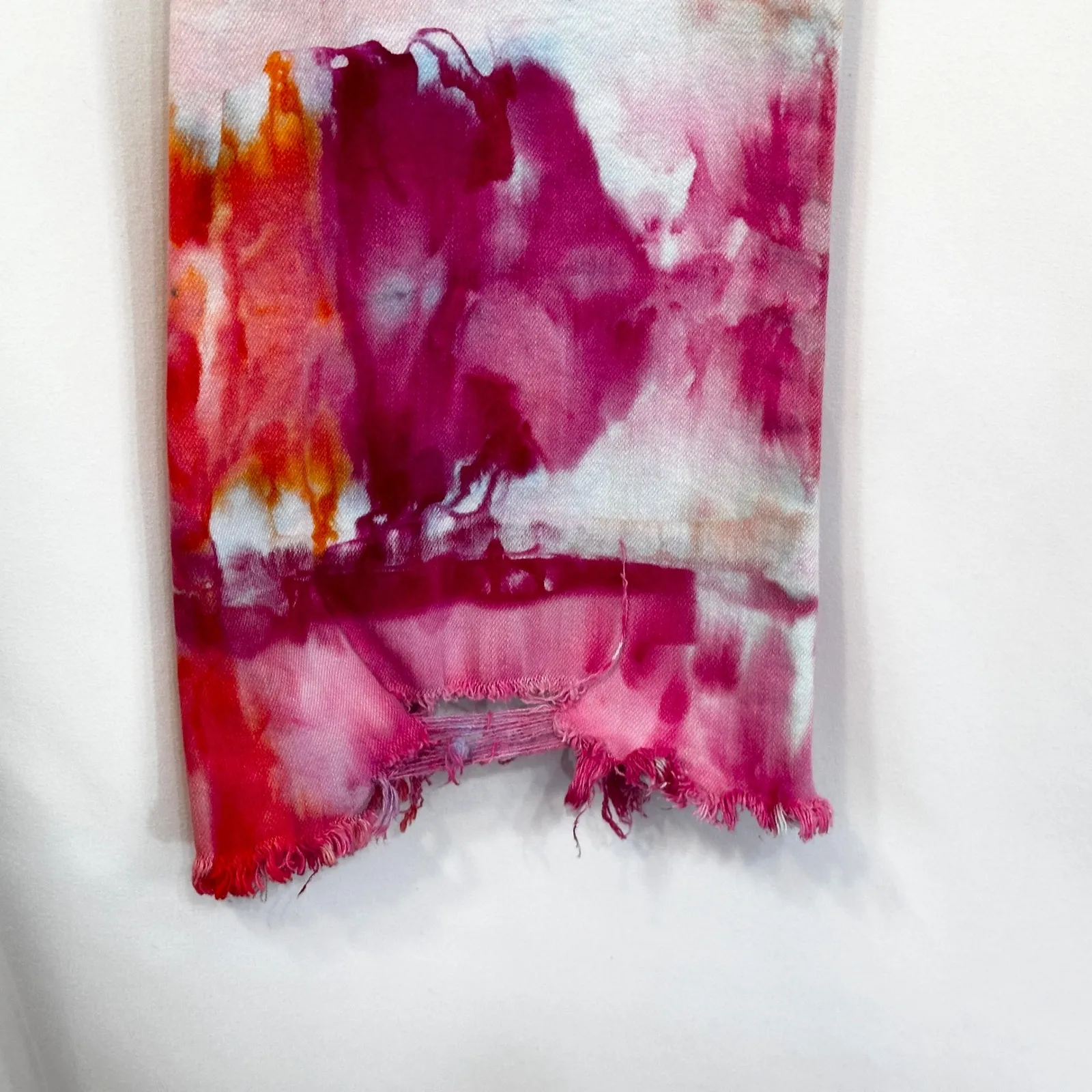 LOFT Size 00 Jeans Handmade Tie Dye High Waist Flare Crop Cut Off Frayed Raw 754 - Image 10