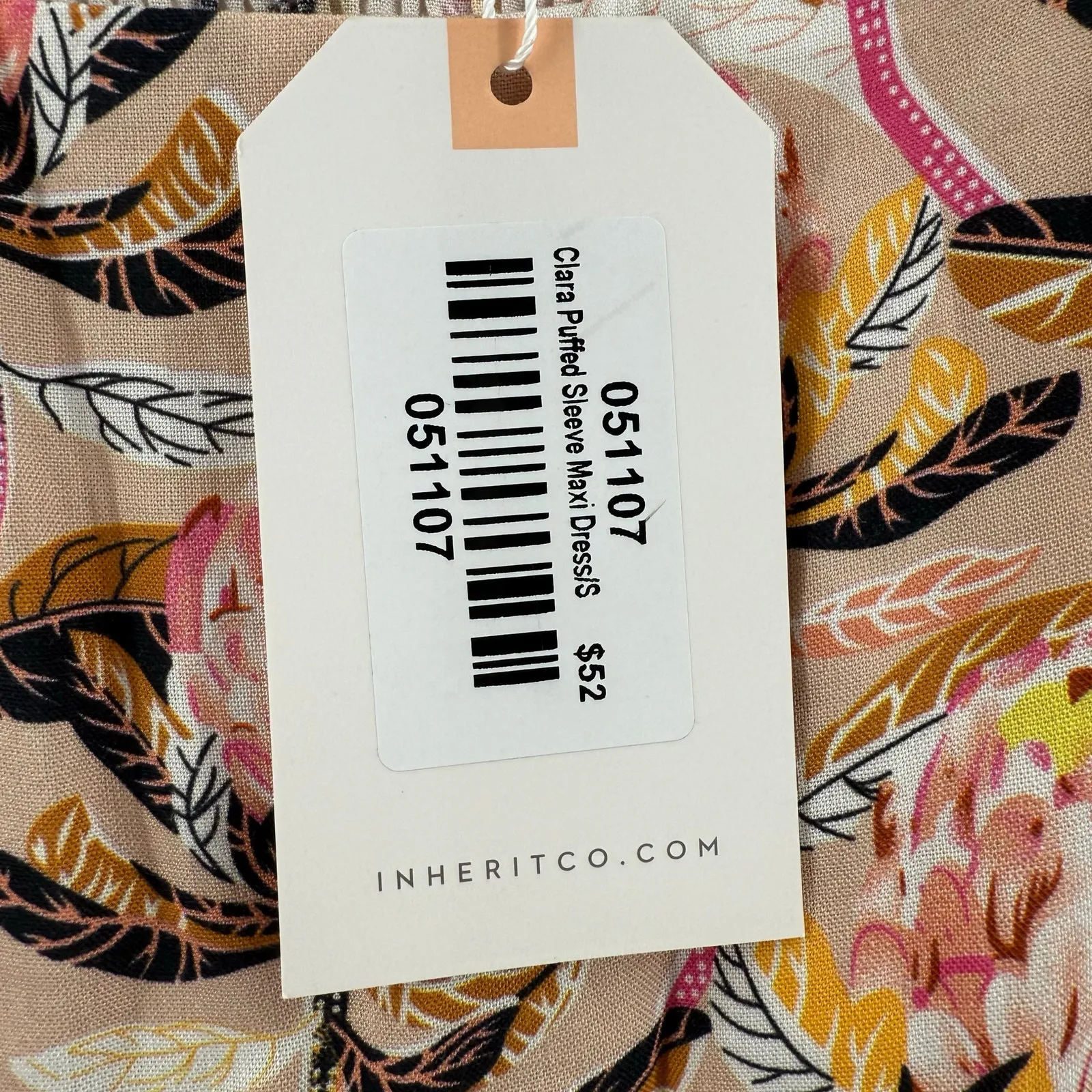 Inherit Clothing Company Dress Small NWT Clara Puff Midi/Maxi Floral Pockets Yellow - Image 6