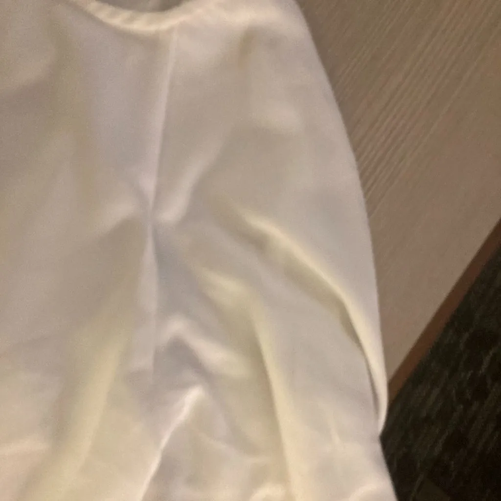 Philosophy White Sheer Short Sleeve Blouse Small Polyester Bell Sleeves Neutral - Image 2