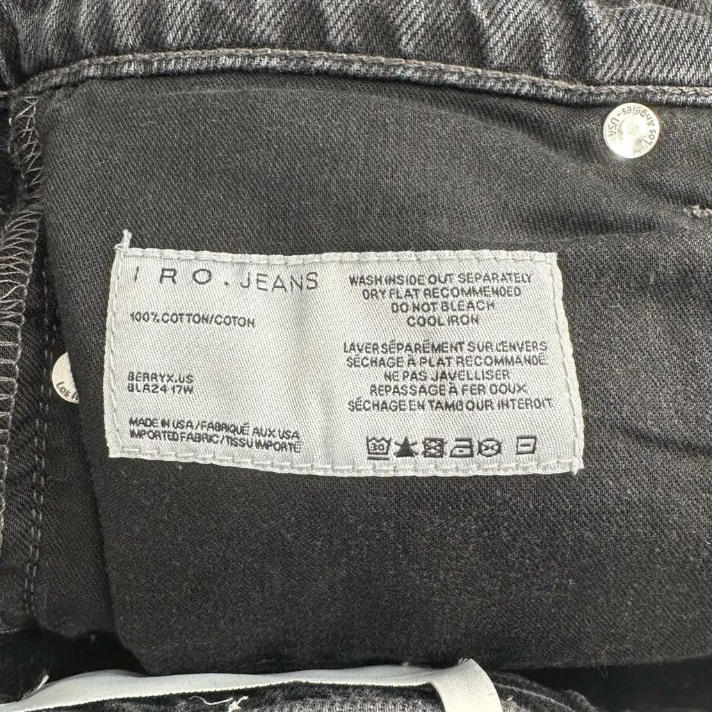 IRO Berry Cropped Flare Jeans Raw Hem size 24 NWT Faded Black Grey Gray - Image 13