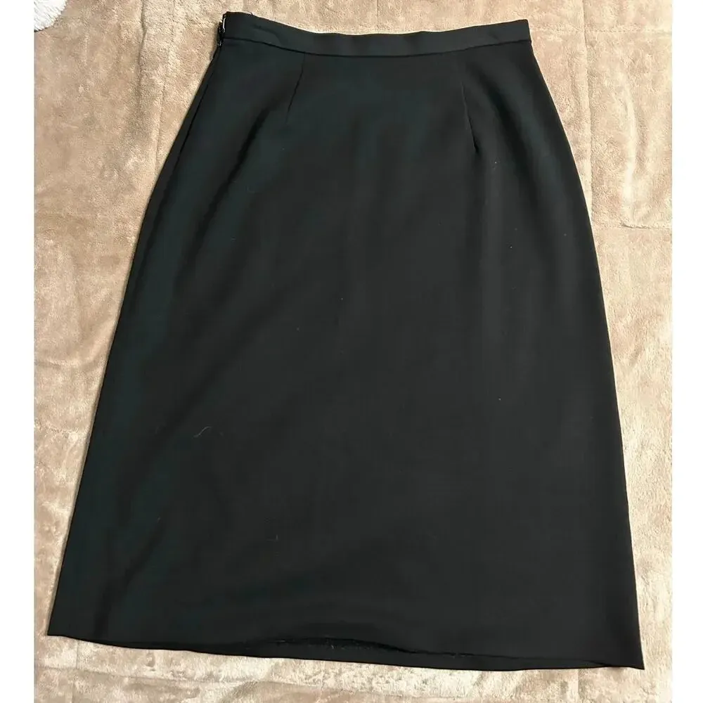 Harold's Wool Straight Skirt Size 8 Black Vintage Office Work Classic Italy - Image 2