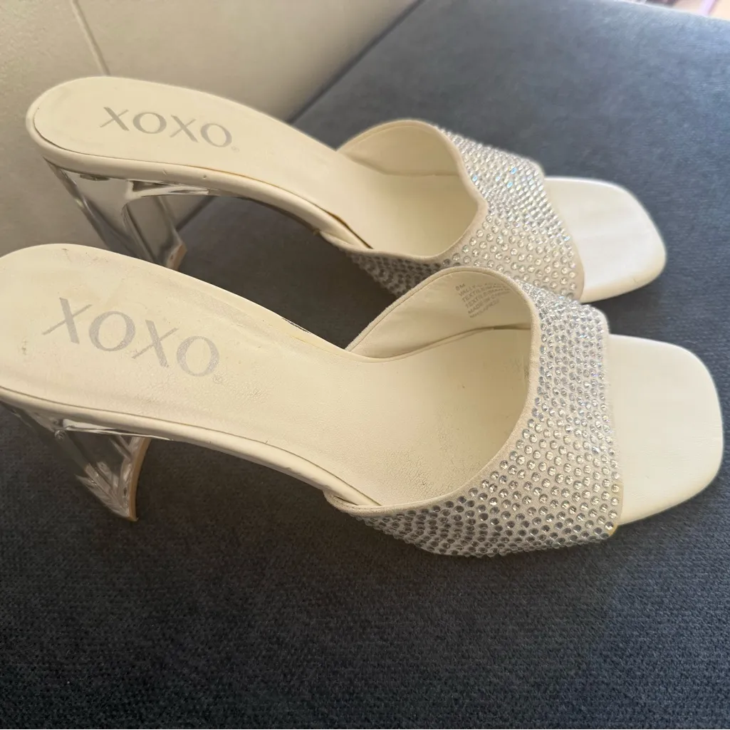 XOXO Women's White Rhinestone Heels size 8M - Image 12