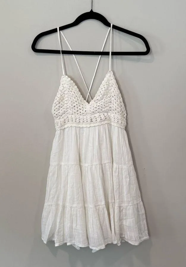Aerie Cream Women Juniors Halter Crochet Summer Dress size XS/Small NWT 1893 - Image 2