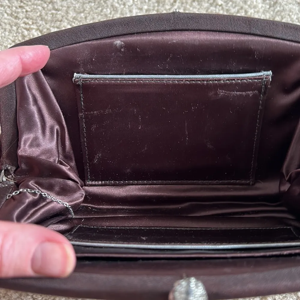 Vintage Garay Brown Satin Clutch - Image 9