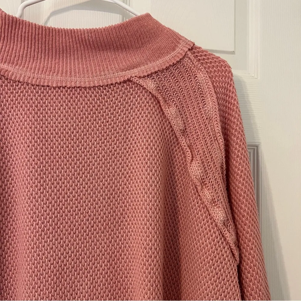 We The Free She’s a Keeper Oversized Thermal Small Pink Sweater Top - Image 5