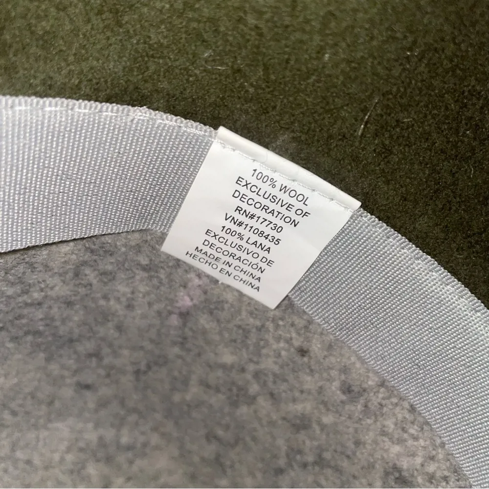 Green Gray Wool Fedora Hat w Black Bow - Image 3