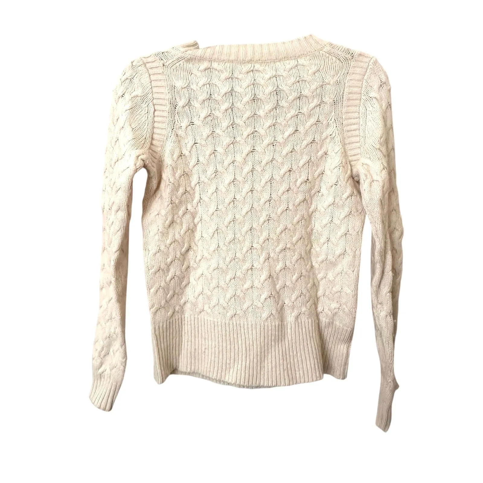 JCREW Honeycomb‎ Cable Knit Crewneck Sweater White Small - Image 5