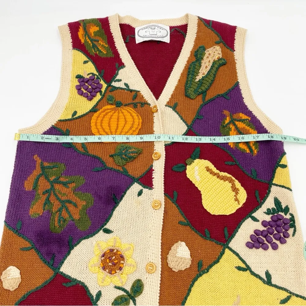 Vintage 1995 Eagle's Eye Collectibles Fall Harvest Knit Sweater Vest Retro 90s Red Size undefined - Image 8
