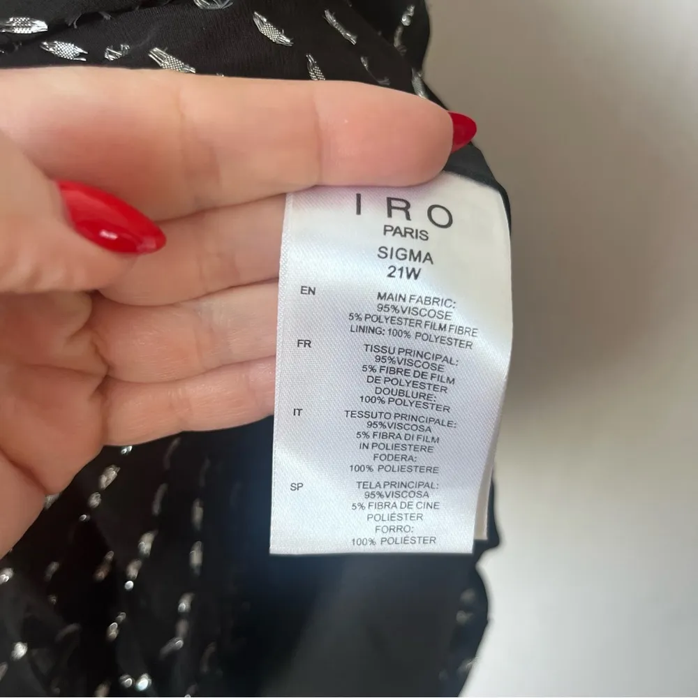 IRO Sigma Wrap-effect Metallic Fil Coupé Crepe Mini Dress In Black FR 38 / US 6 - Image 6