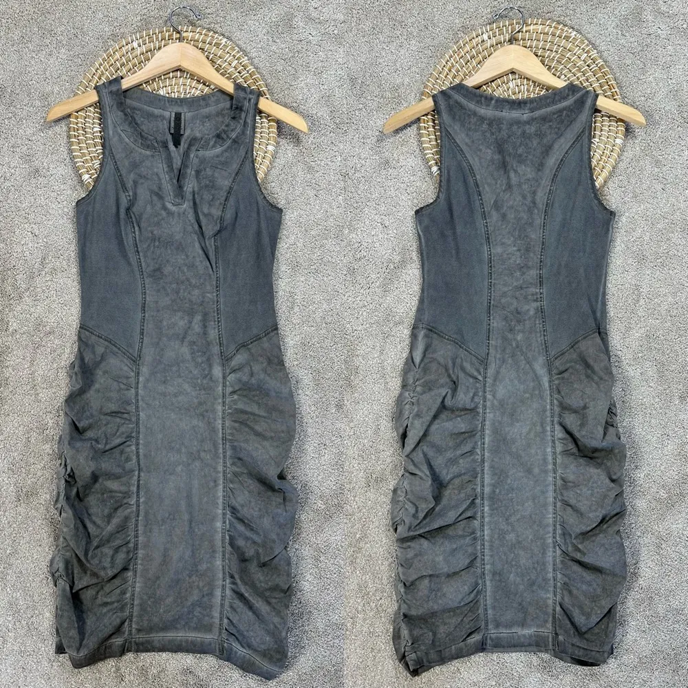 XCVI Women’s Wearable Raymond Dress Sleeveless V-Neck Ruched Gray XS - Image 3