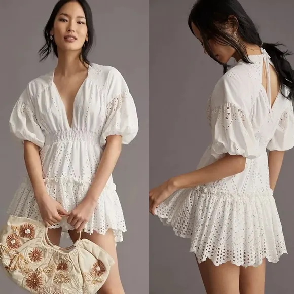 NEW NWT  Seven Lace Eyelet Mini Dress In White - Image 2