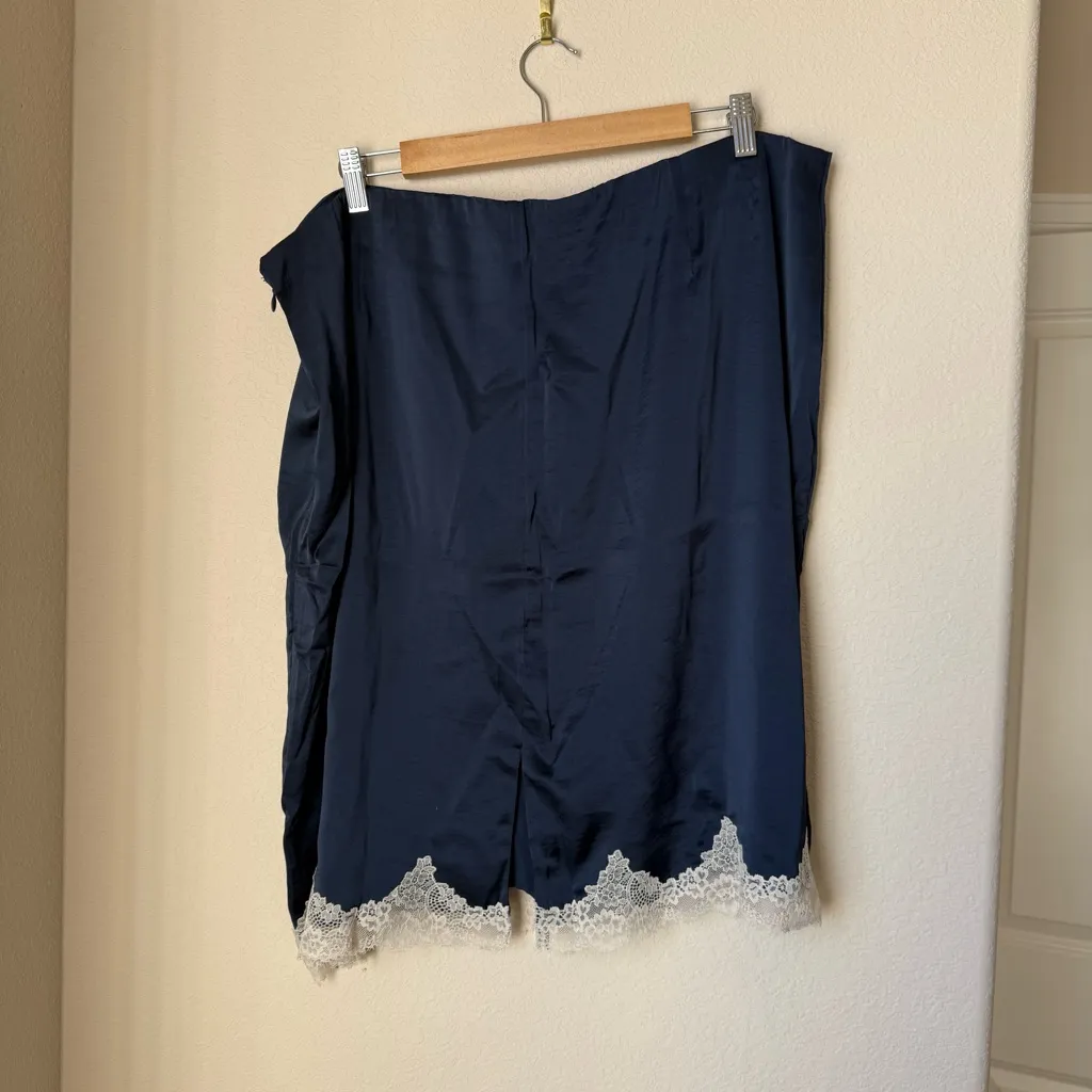Abercrombie & Fitch High Rise Satin Lace-Hem Midi Skirt Size XL BNWT - Image 2