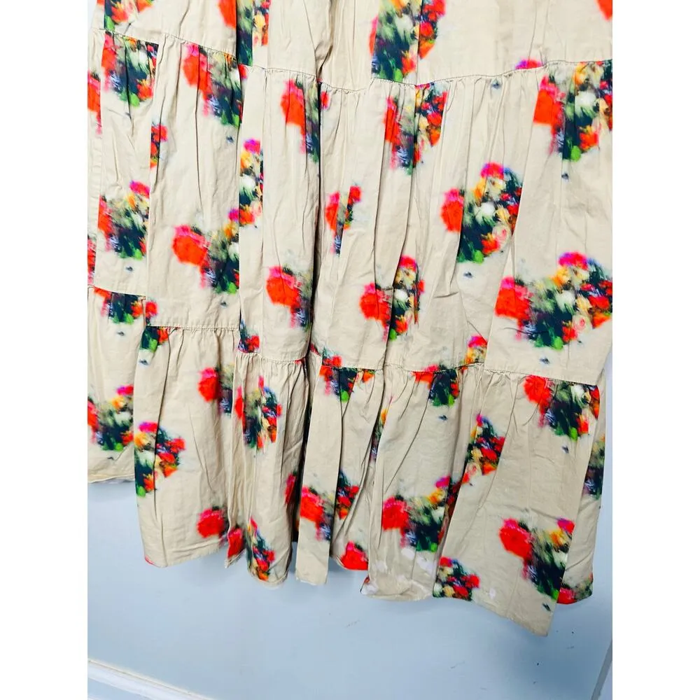 ADAM LIPPES COLLECTIVE Khaki Crewneck Hourglass Tiered Poplin Maxi Dress Size 2 - Image 8