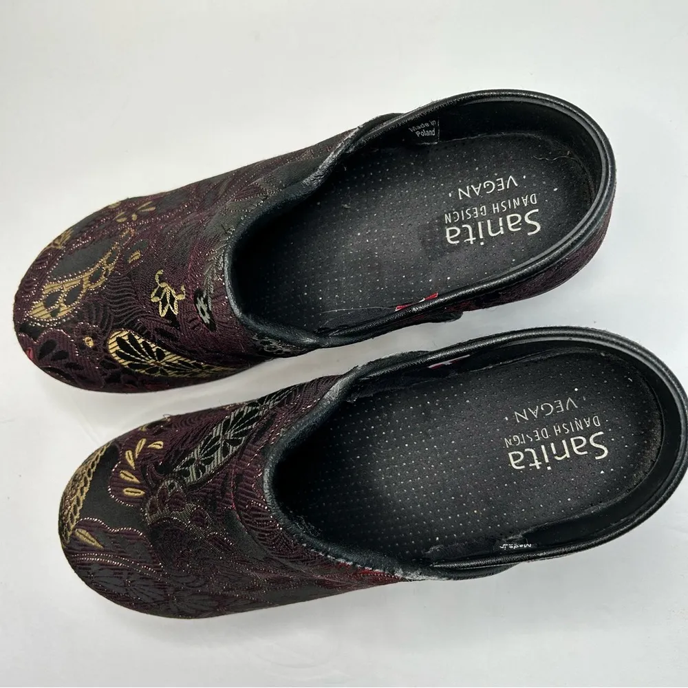 Sanita Danish Clogs Shoes Vegan Material Shoes Women's Size 38 Floral Black - Image 7