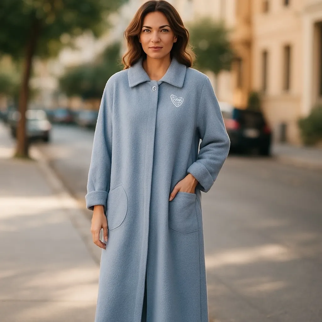Amanda‎ Stewart Cozy Wear Duster Robe Long Boucle Knit Coat Blue XL - Image 2