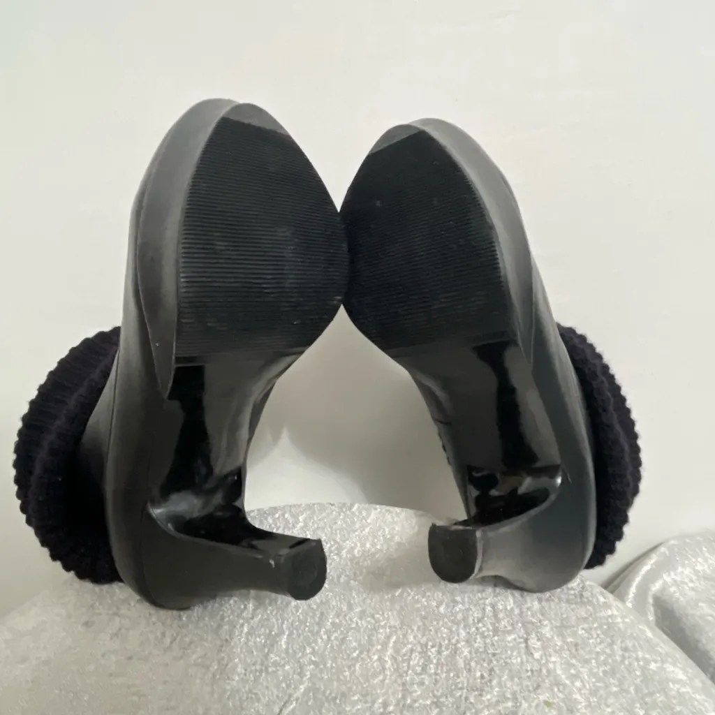 Ramiro Olivares Black Leather Knit Cuff High Heel Booties Size 5US - Image 7