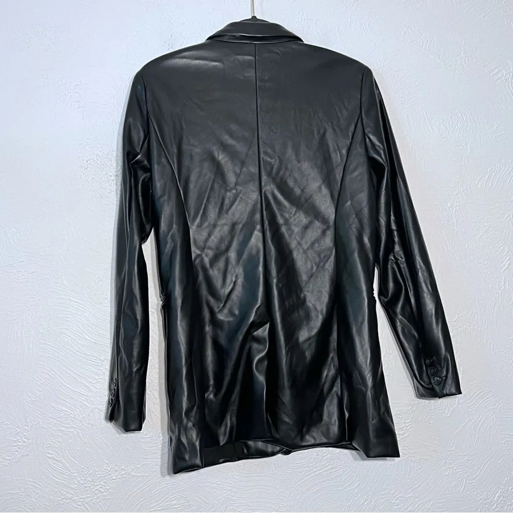 Joie Black Faux Leather  Lined Jacket Size M - Image 4