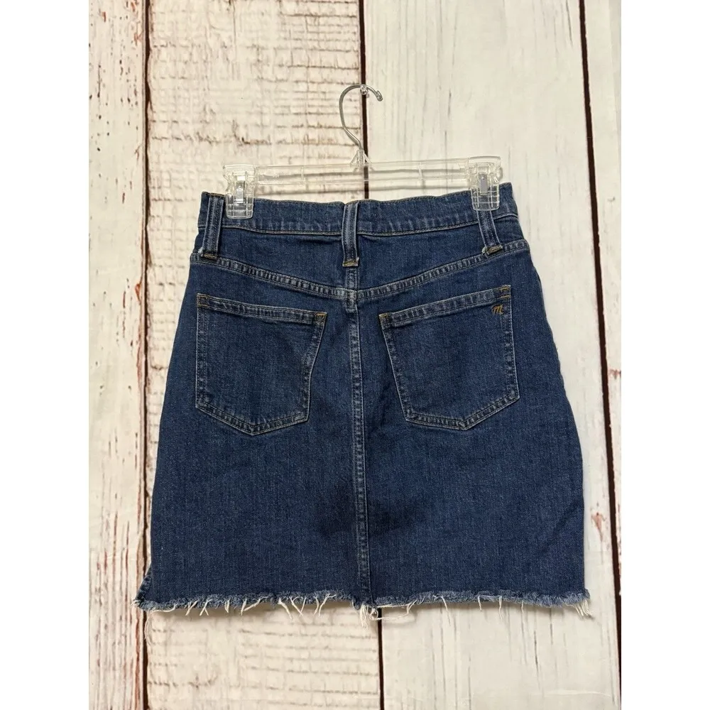 Madewell Stretch Straight Denim Medium Blue Mini Split-Hem Skirt Size 26 - Image 4