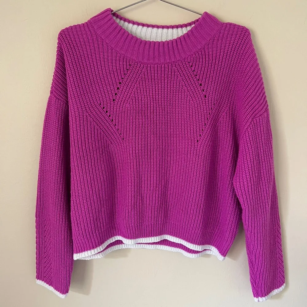 John & Jenn by Line (Revolve brand) Mylo Rib Crewneck Sweater in Pink Cadillac - Image 5
