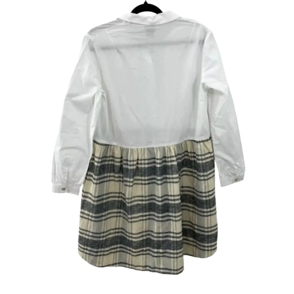 NWT Flannel Plaid Cream Shirt Dress Size 6 $118 Dark Academia Cotton coquette - Image 2
