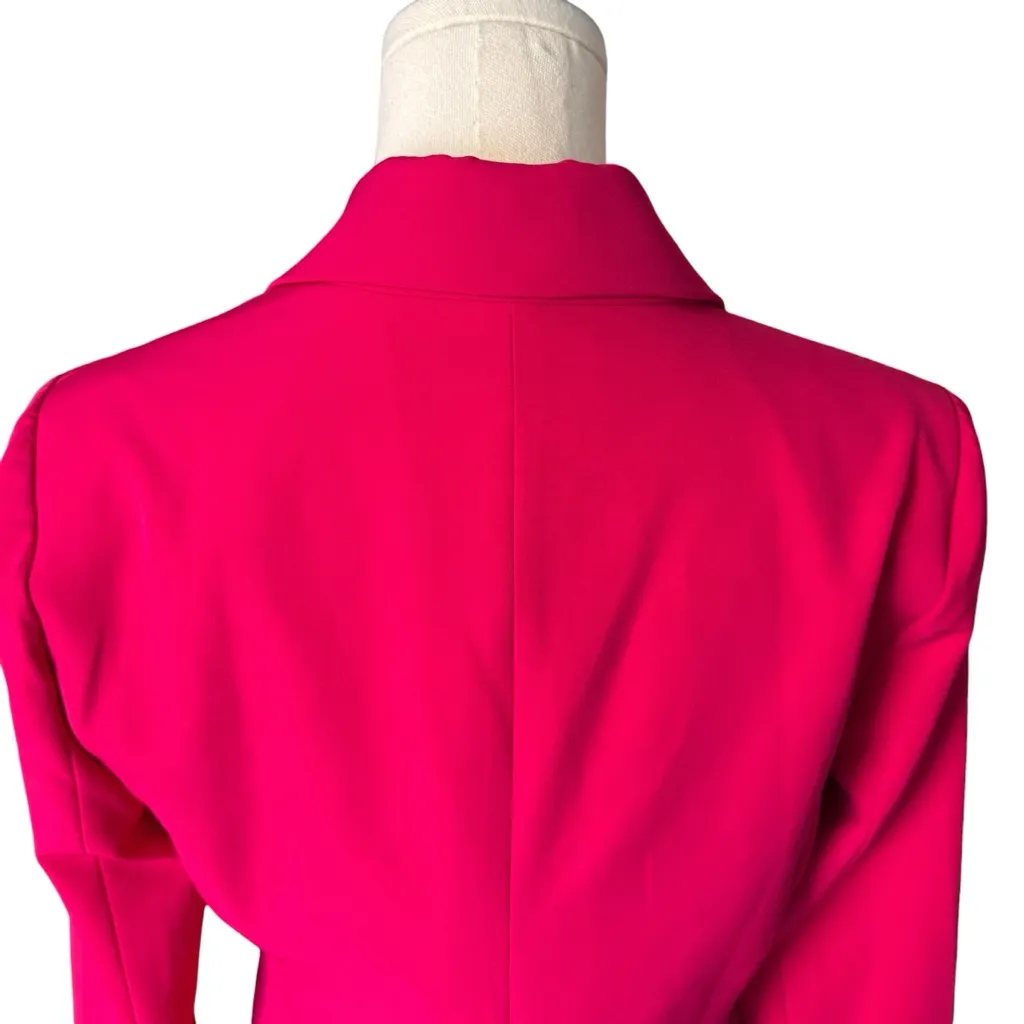 Boston Proper - NWOT Modern Double Breasted Blazer Hot Pink Gold Buttons Sz 2 - Image 7