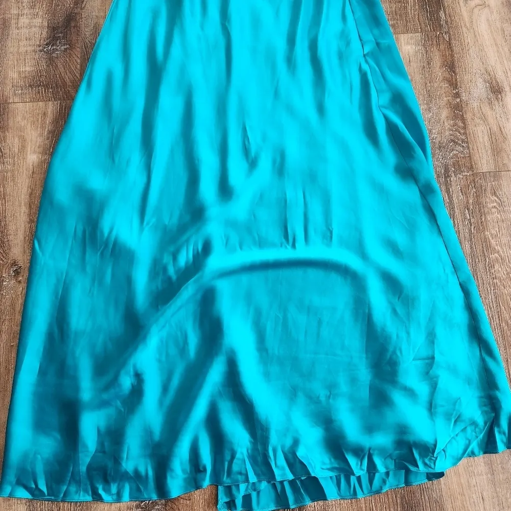 The Sei for FWRD Asymmetric Strappy Gown in Aqua Blue Size 8 Silk Sleeveless - Image 11