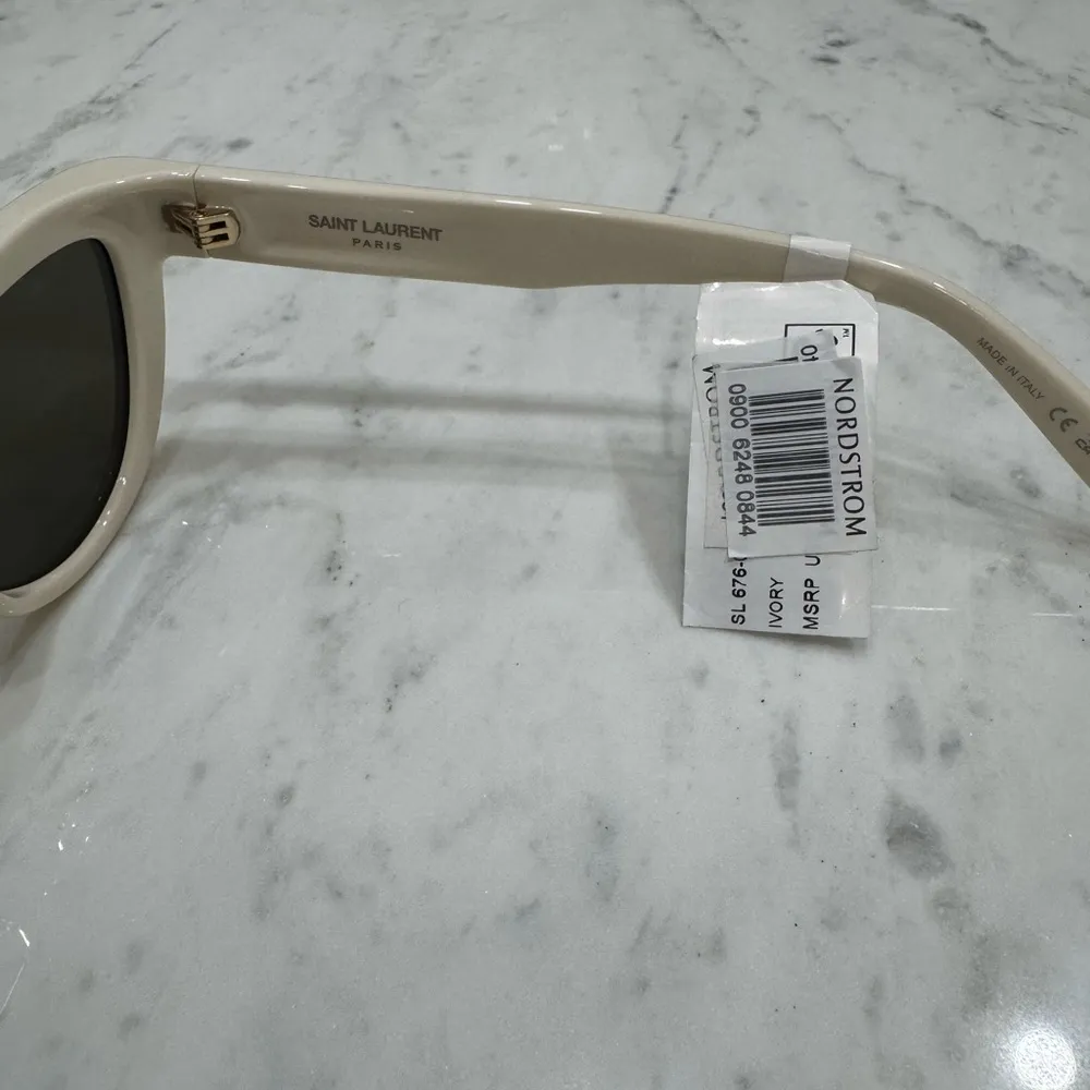 NEW- Saint Laurent 53mm Cat Eye Sunglasses in Ivory - Image 8