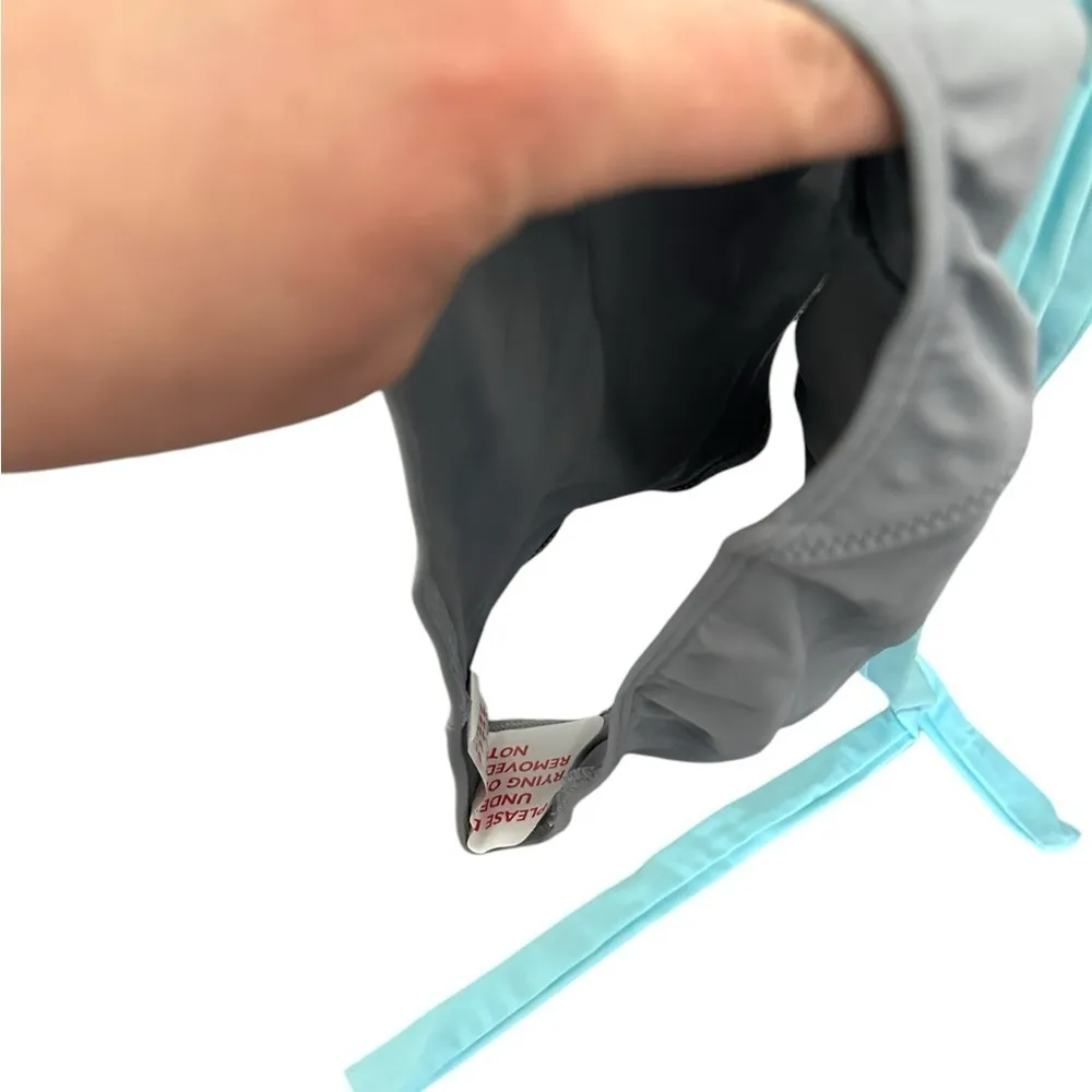 Fabletics Gabriella Gray Teal One Piece Swimsuit with Tie‎ Back - Image 4