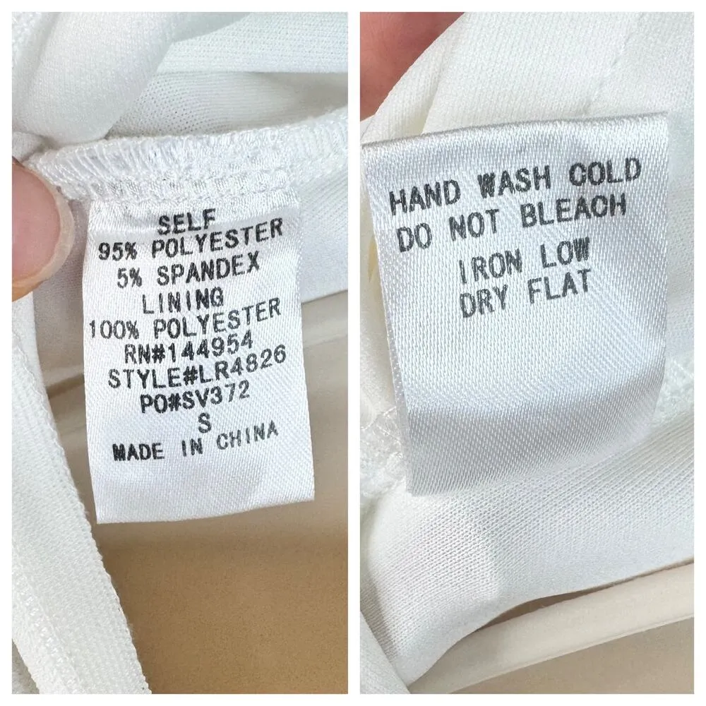 LUXXEL White Ruffle Romper One Piece Shorts Outfit Jumper Flutter Sleeves Small - Image 8