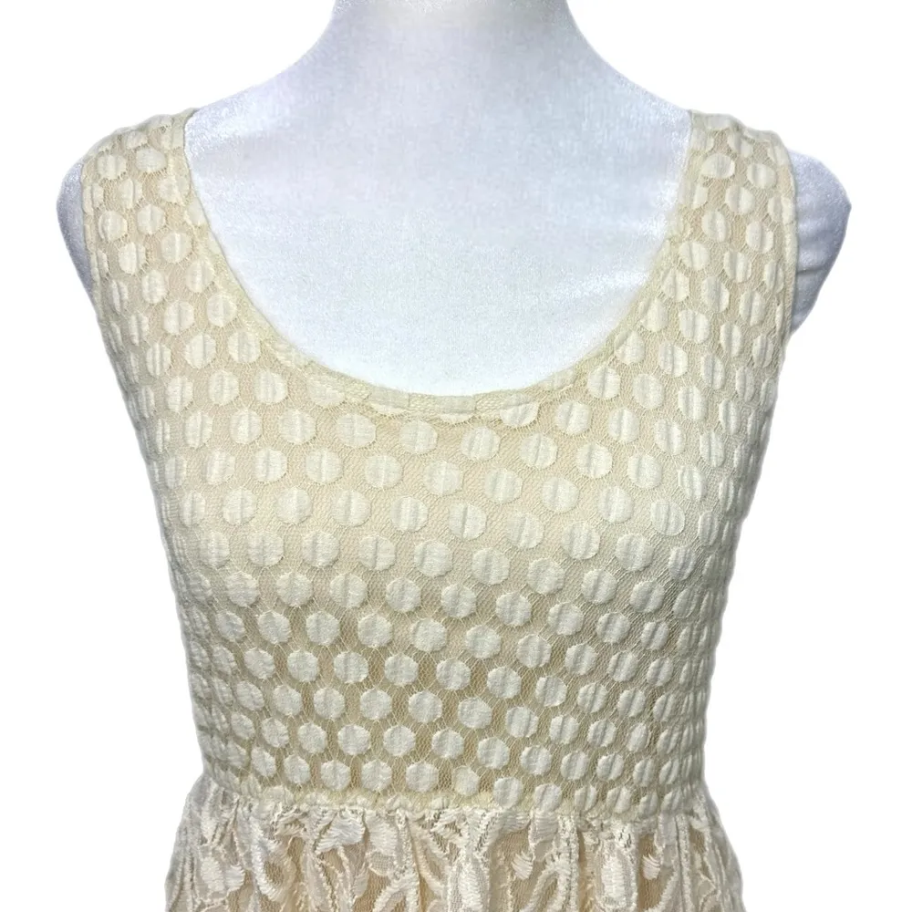 A'reve Anthropologie Boho Dress Women’s Sz M Cream Lace Sleeveless Vintage Style Size M - Image 5