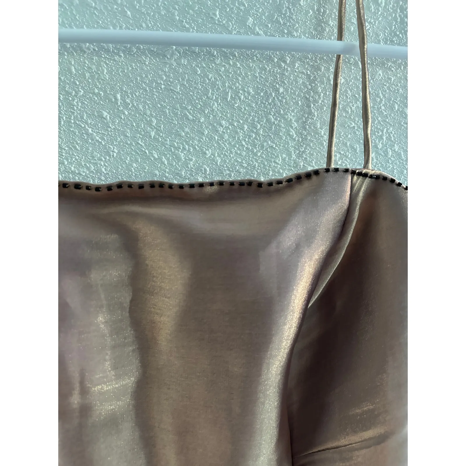 Vintage Dress Barn Top Womens 8 Brown Satin‎ Cropped Beaded Formal Party 90s - Image 3