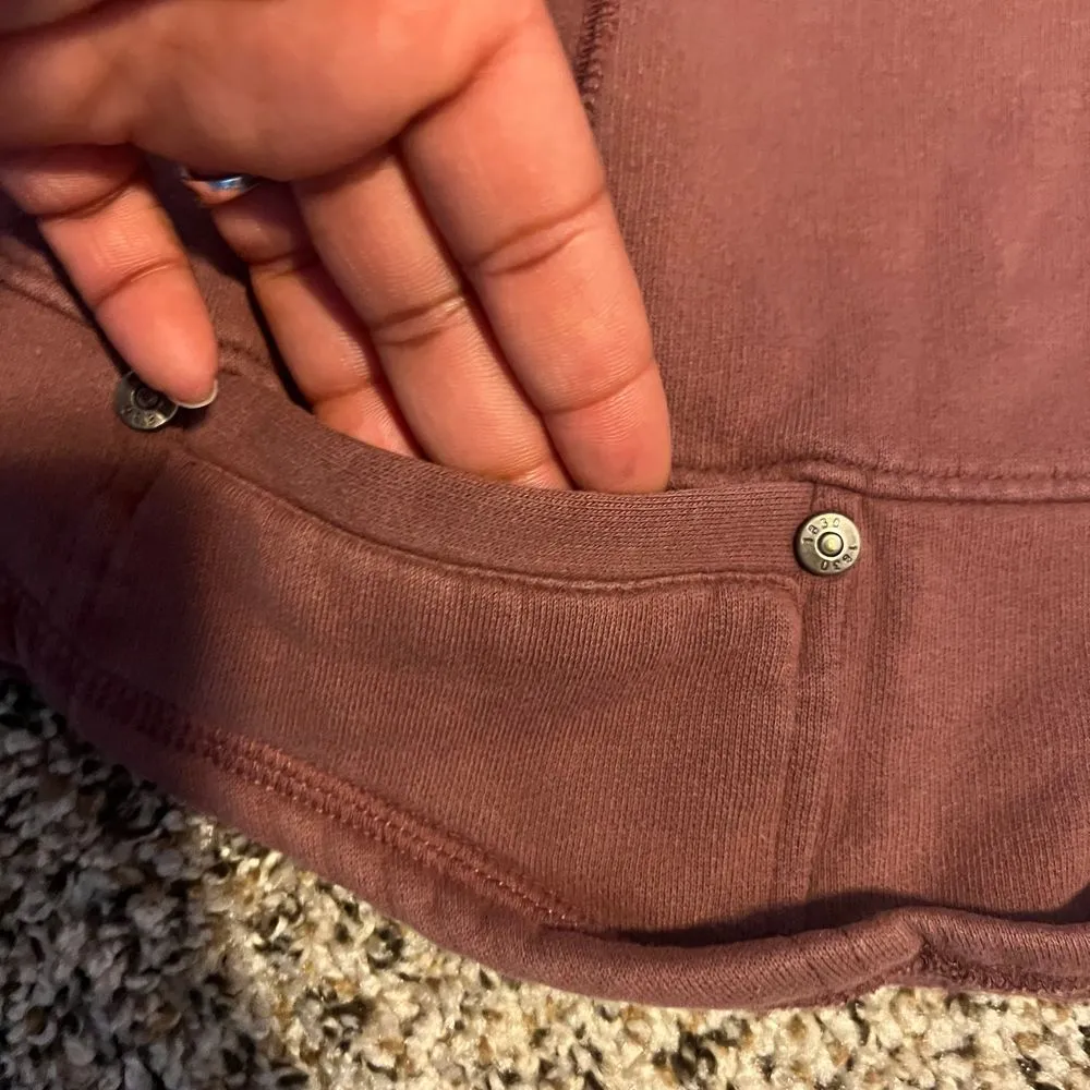 Woolrich Quarter-Zip Fleece Pullover Casual Sweatshirt Burgundy M - Image 2