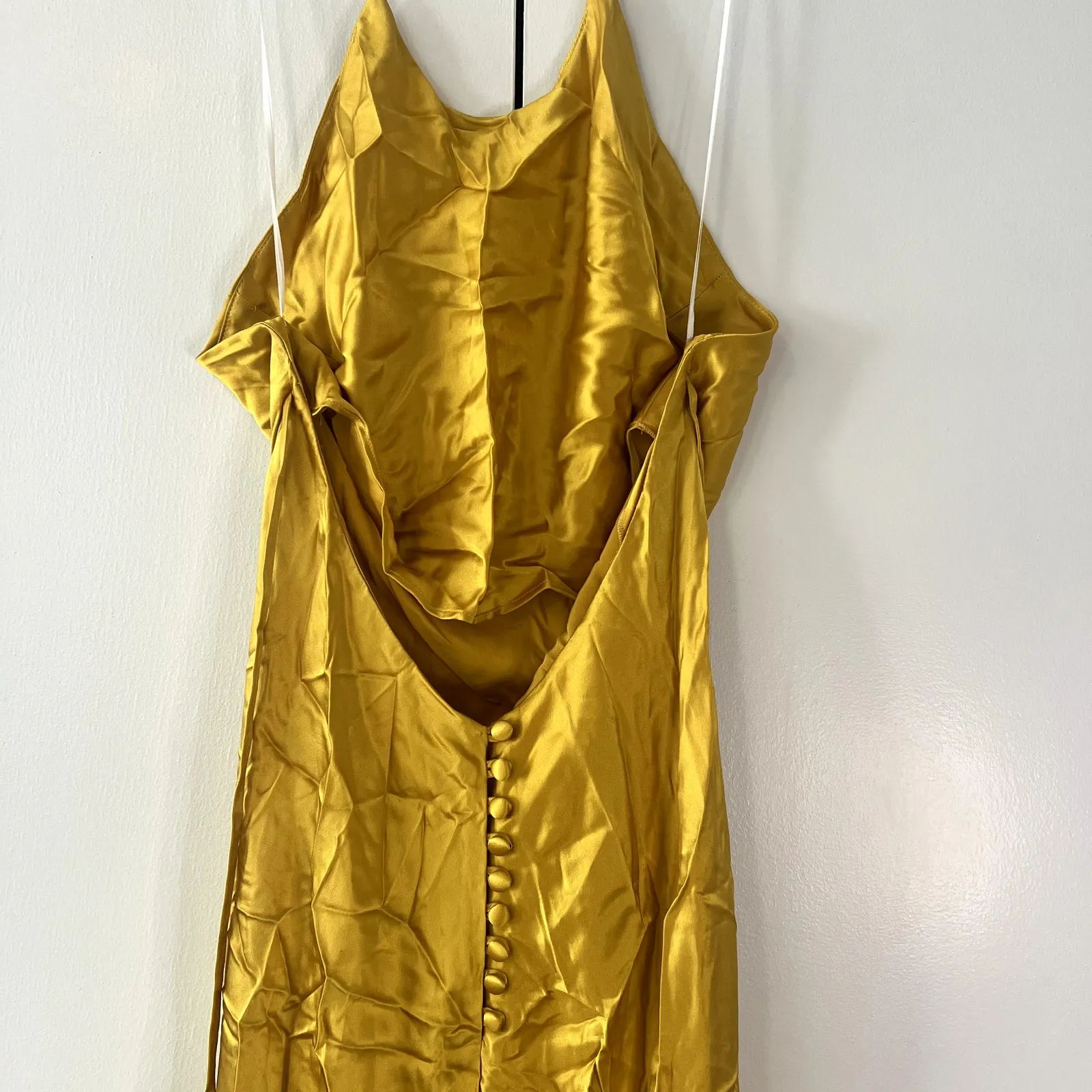 Reformation Jeany Silk Maxi Dress in Yellow gold Size L - Image 3