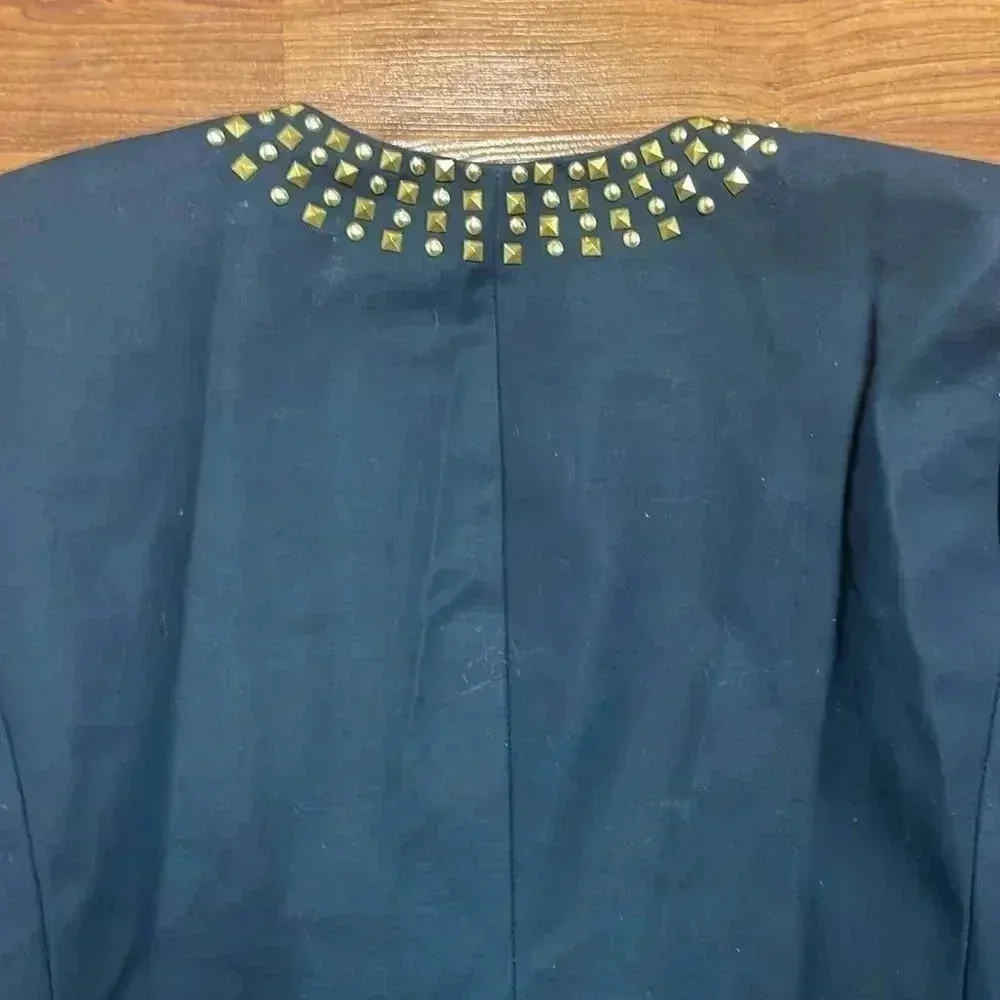 MICHAEL KORS blazer size8 studded trim front pockets‎ Blue Size 8 - Image 9