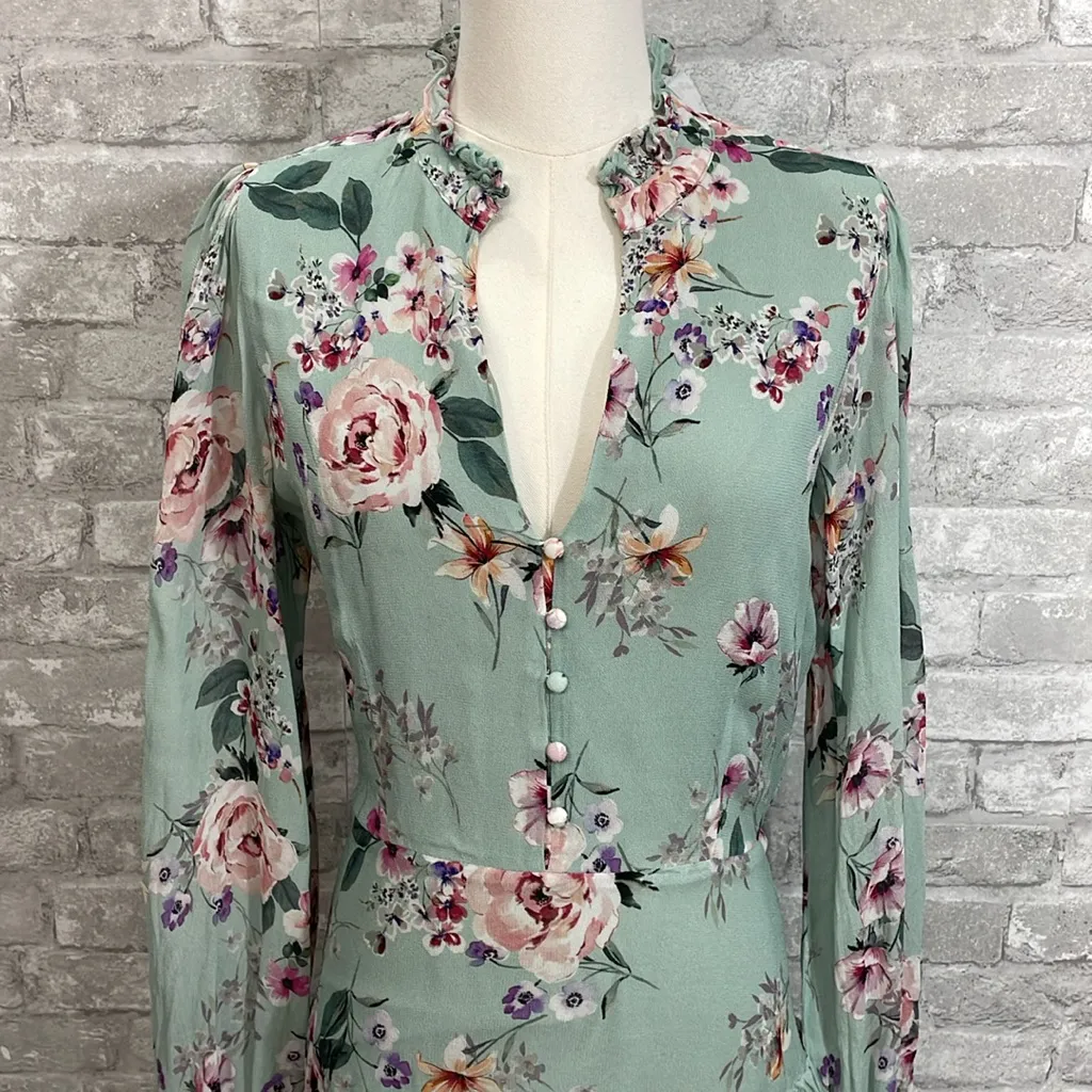 Yumi Kim Floral Jenna Long Sleeve Dress in Mint Green - Image 3